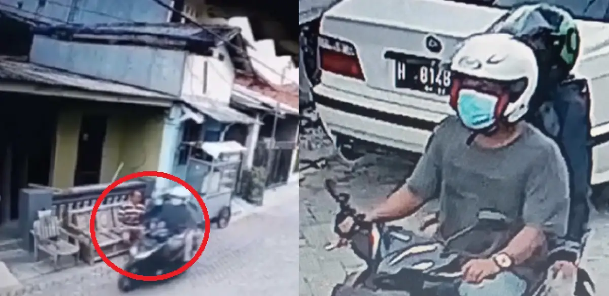 Rekaman CCTV aksi jambret yang sambar HP milik Ketua RW Tirtoyoso VIII, Semarang Timur, Senin 10 Juli 2023. (Sumber : Instagram @infokejadiansemarang.new)