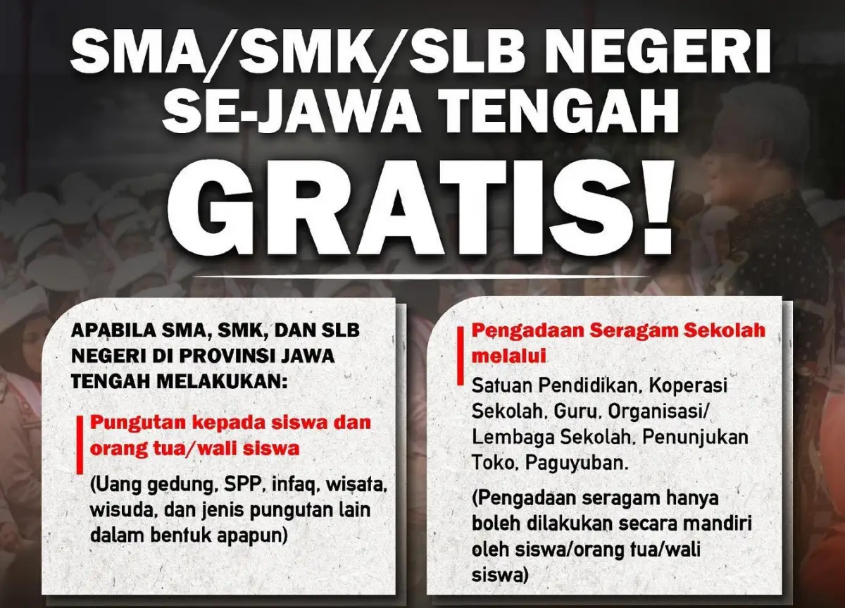 Ganjar Pranowo membuka nomor aduan untuk masyarakata agar melapor jika menemukan tindakan pungli di sekolah. (Sumber : Instagram @ganjar_pranowo)