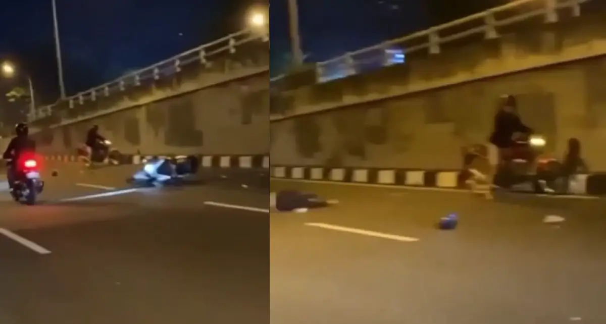 Balap liar di Kalibanteng, Semarang Barat, pengendara motor tabrak mobil, Sabtu 15 Juli 2023 pukul 03.00 WIB. (Sumber : Instagram @portalsemarang)