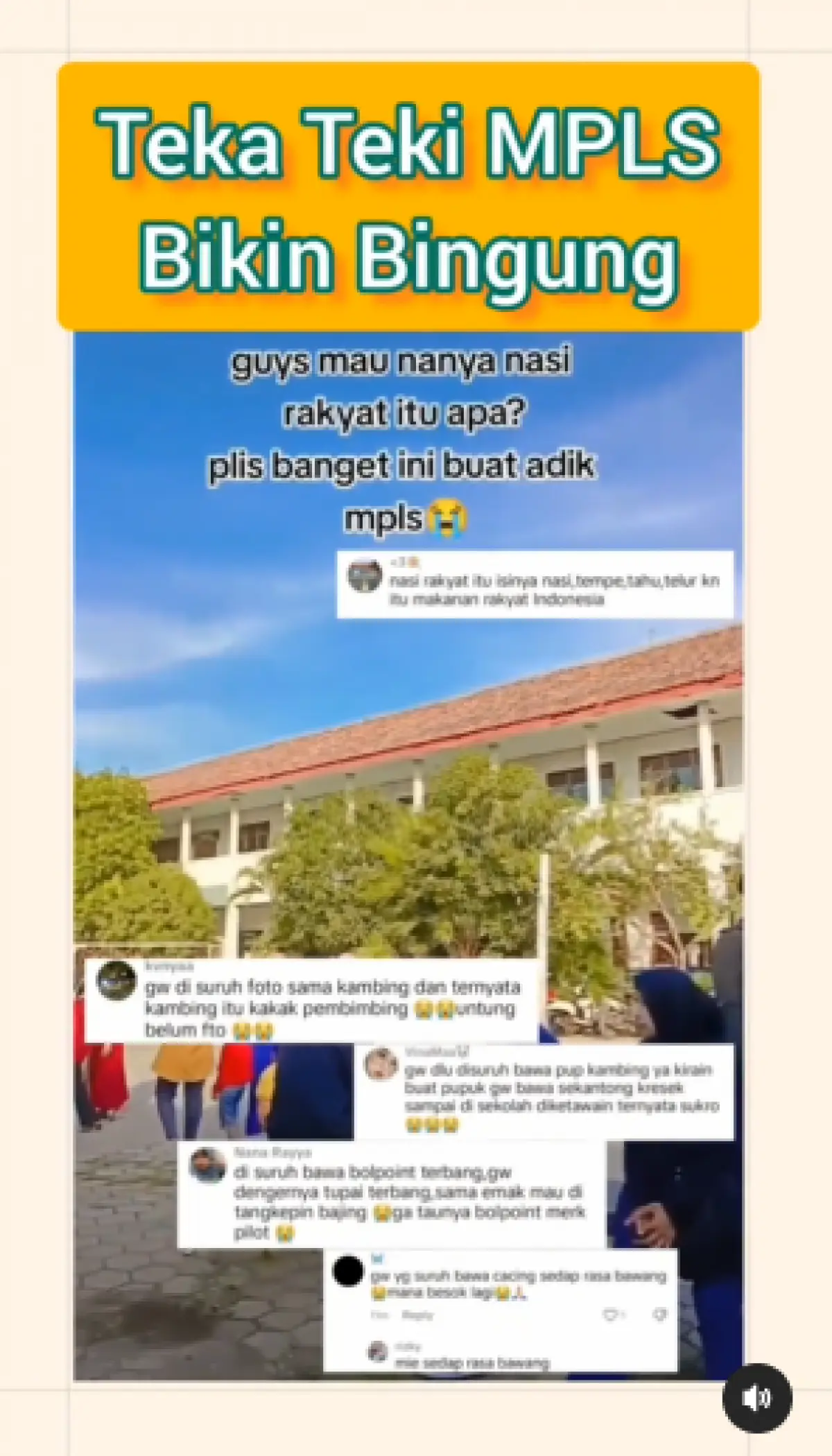 Viral Curhatan Orang Tua Murid Anaknya Disuruh Foto Sama Kambing, Teka-teki MPLS Sukses Bikin Warganet Ikut Mikir (Sumber : Instagram/@bundsthetic)