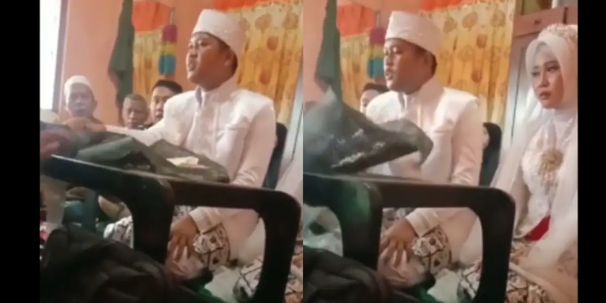 Meja Ijab Kabul Sampai Pecah saat Akad, Video Viral Pengantin Pria Ini Bikin Publik Geger (Sumber : Twitter/@coffebit)