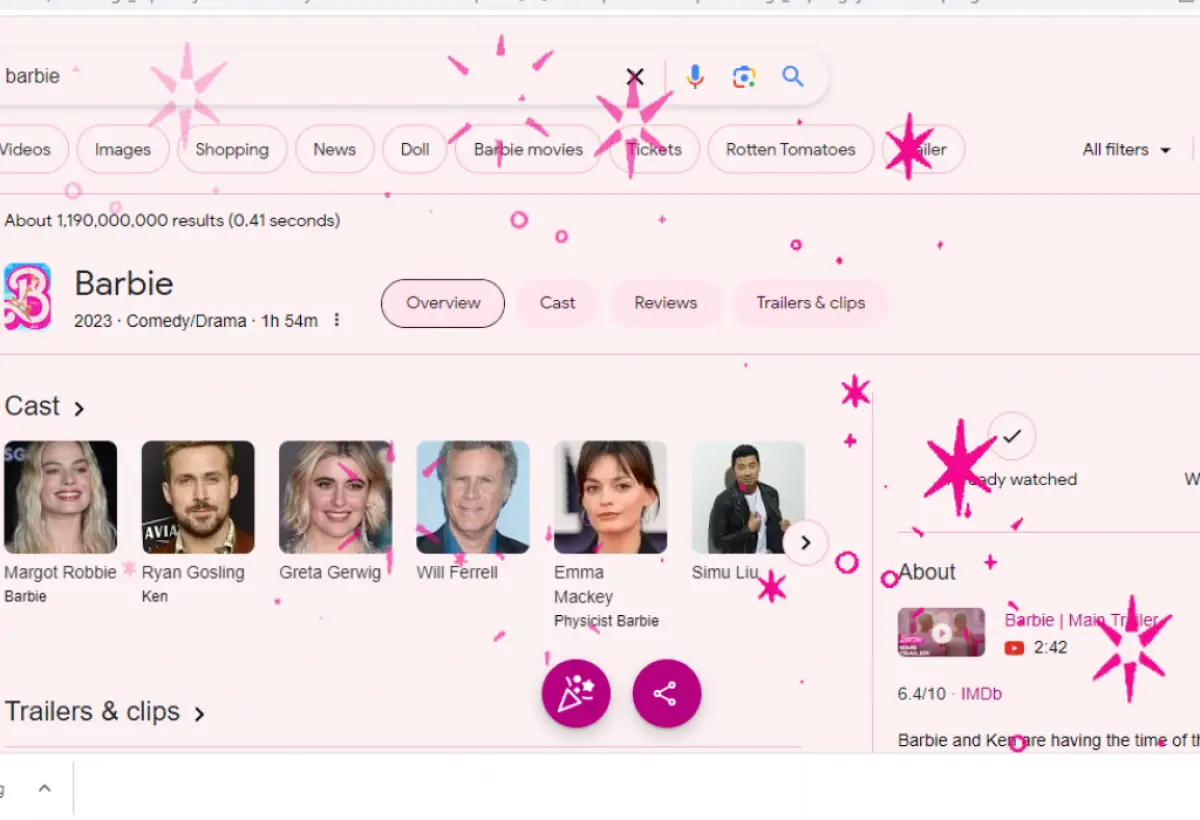 Google Kini Bertabur Bintang-bintang Pink Jelang Penayangan Film Barbie 2023, (Sumber : google.com)