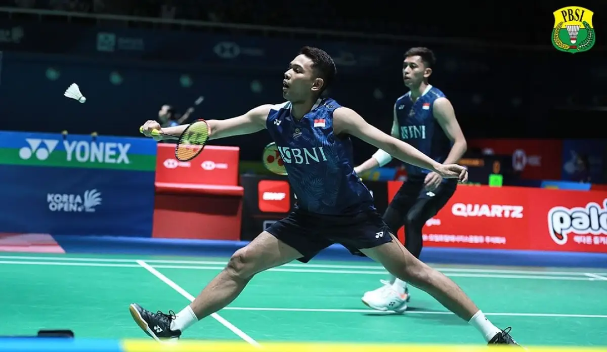 Pasangan Fajar/Rian berhasil menaklukkan pasangan Taipei, Lu Cheng Yao/Yang Po Han, di babak 16 besar Korea Open 2023, Kamis 20 Juli 2023. (Sumber : PBSI)