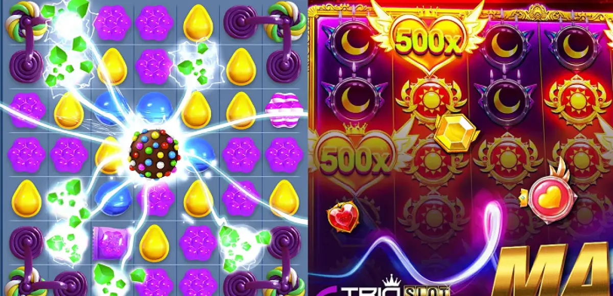 Beda Candy Crush vs Game Slot. (Sumber : Google Playstore)