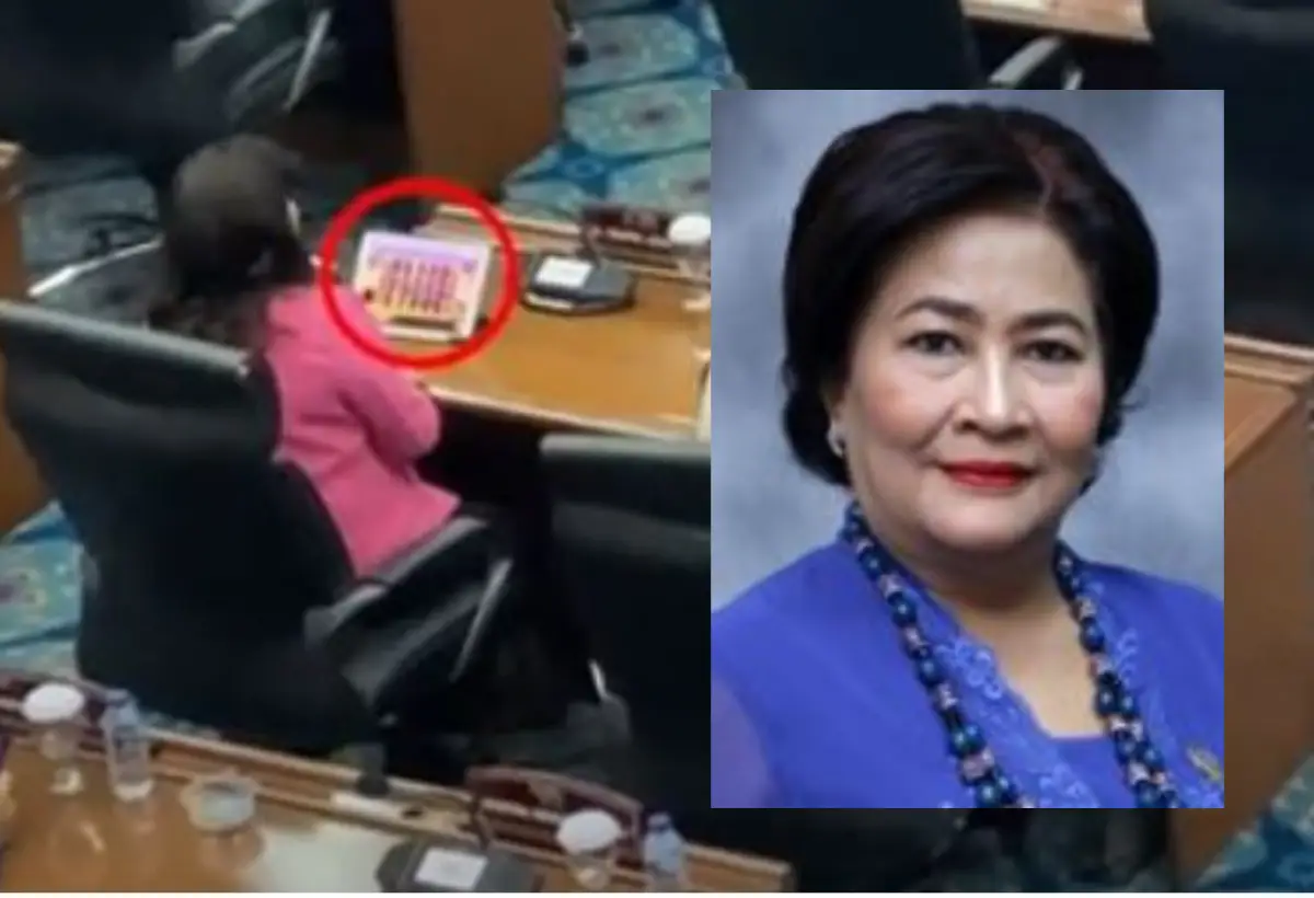 Tangkapan layar Cinta Mega, Diduga Main Game Slot Saat Rapat Paripurna, Anggota DPRD DKI yang Viral di Media Sosial (Sumber : Kolase foto tangkapan layar video instagram.com/undercover.id dan https://dprd-dkijakartaprov.go.id/)