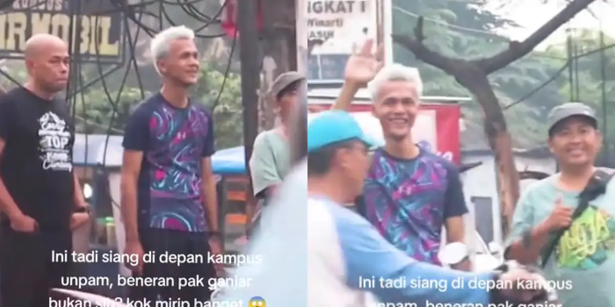 Viral video pria mirip Ganjar Pranowo di Banten (Sumber : TikTok/@pastibisa999)