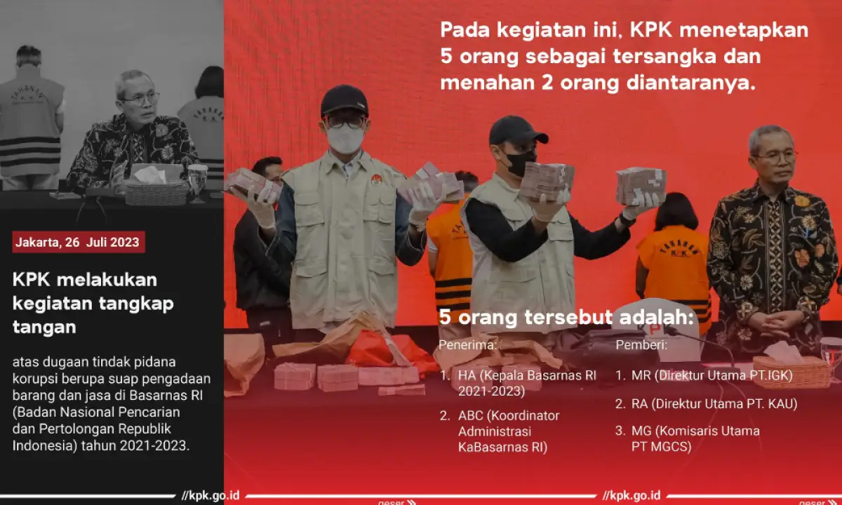 Kronologi OTT KPK dugaan suap di Basarnas, Marsdya Henri Alfiandi Diduga Menerima Suap Rp 88,3 Miliar. (Sumber : instagram/official.kpk)
