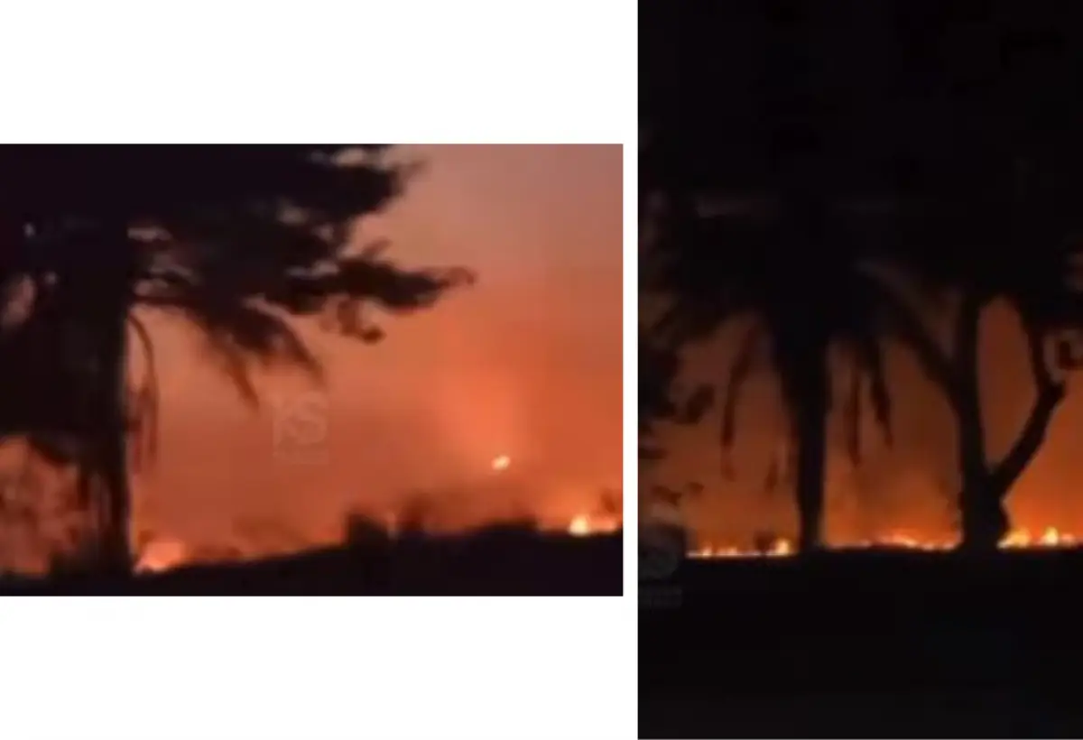 Tangkapan layar video kebakaran di Pantai Marina Semarang (Sumber : instagram.com/kejadiansmg)