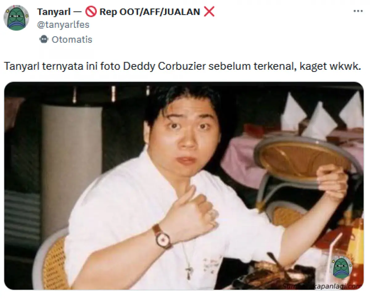 Foto lawas diduga Deddy Corbuzier beredar di Twitter (Sumber : Twitter/@tanyarlfess)