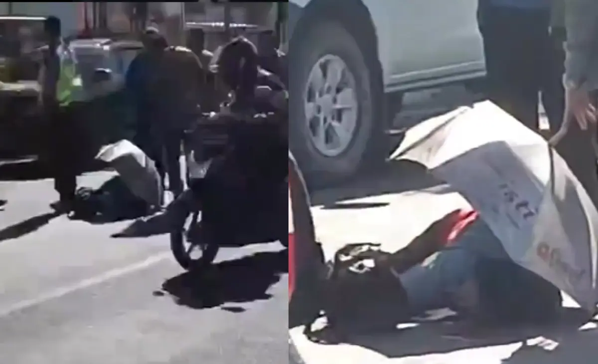 Pejalan kaki tertabrak motor saat menyeberang di Karangayu, Semarang Barat, Kota Semarang, Selasa 1 Agustus 2023 pagi. (Sumber : Instagram @kejadiansmg)