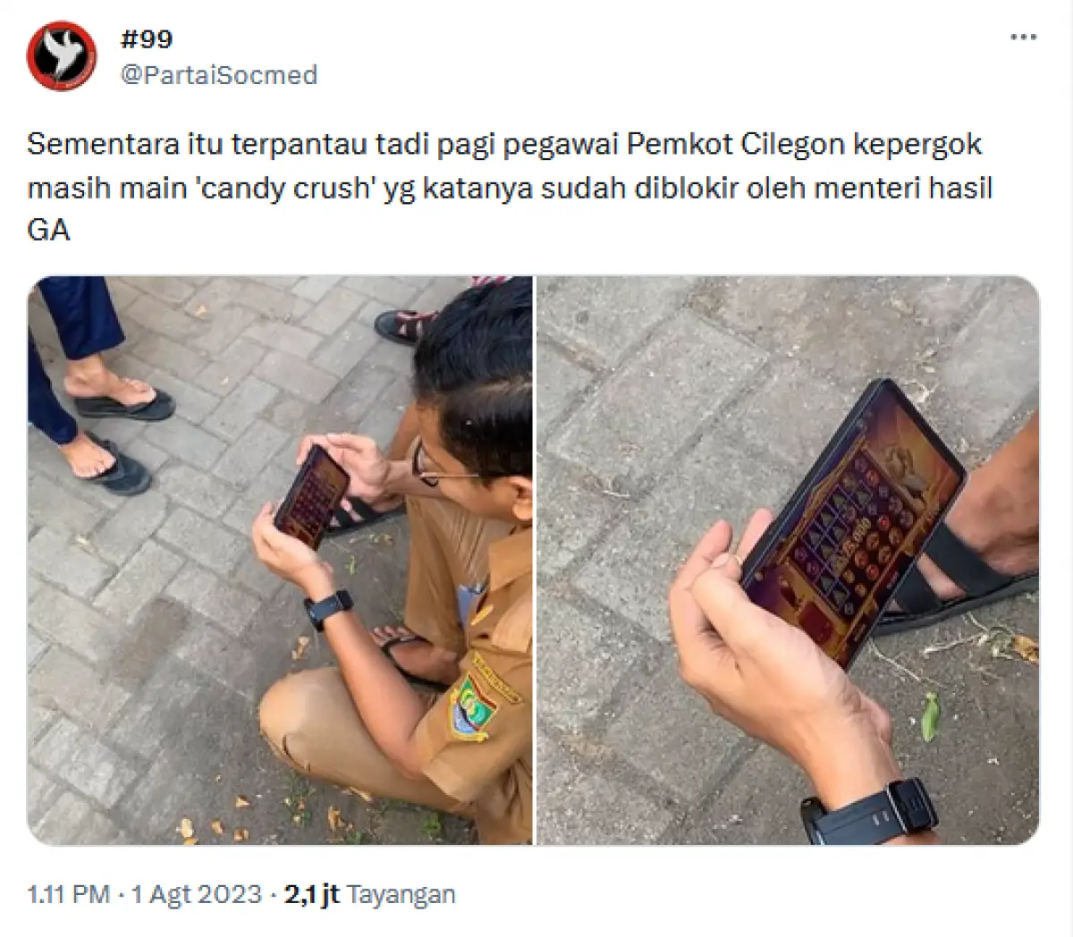 Beredar Foto PNS Diduga Main Game Slot Judi Online, Publik: Habis Ini Ngakunya Main Zuma (Sumber : Twitter/@PartaiSocmed)