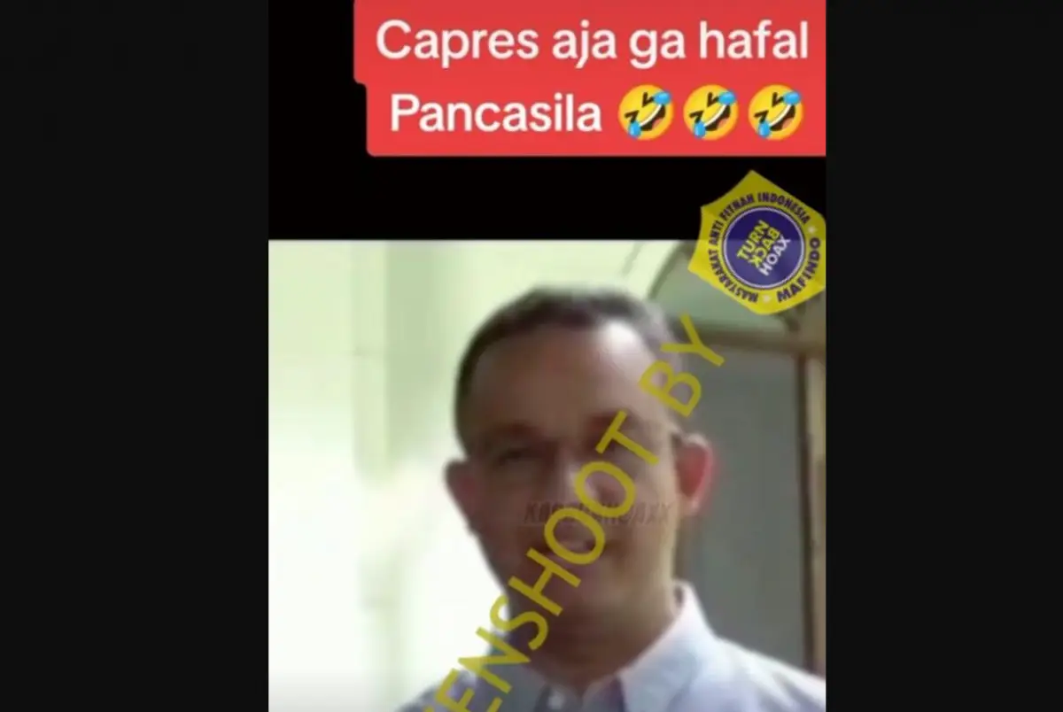 Beredar video di TikTok yang membawa narasi bahwa salah satu capres Indonesia di Pemuli 2024 Anies Baswedan tidak hafal sila kedua Pancasila. Apakah itu benar?