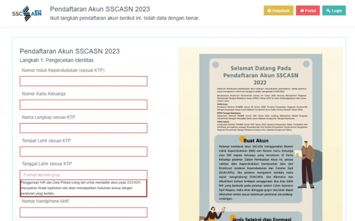 Website SSCASN akan segera dibuka, persiapkan diri Anda untuk mendaftar CPNS 2023 melalui pendaftaran website tersebut. (Sumber : SC sscasn.bkn.go.id)