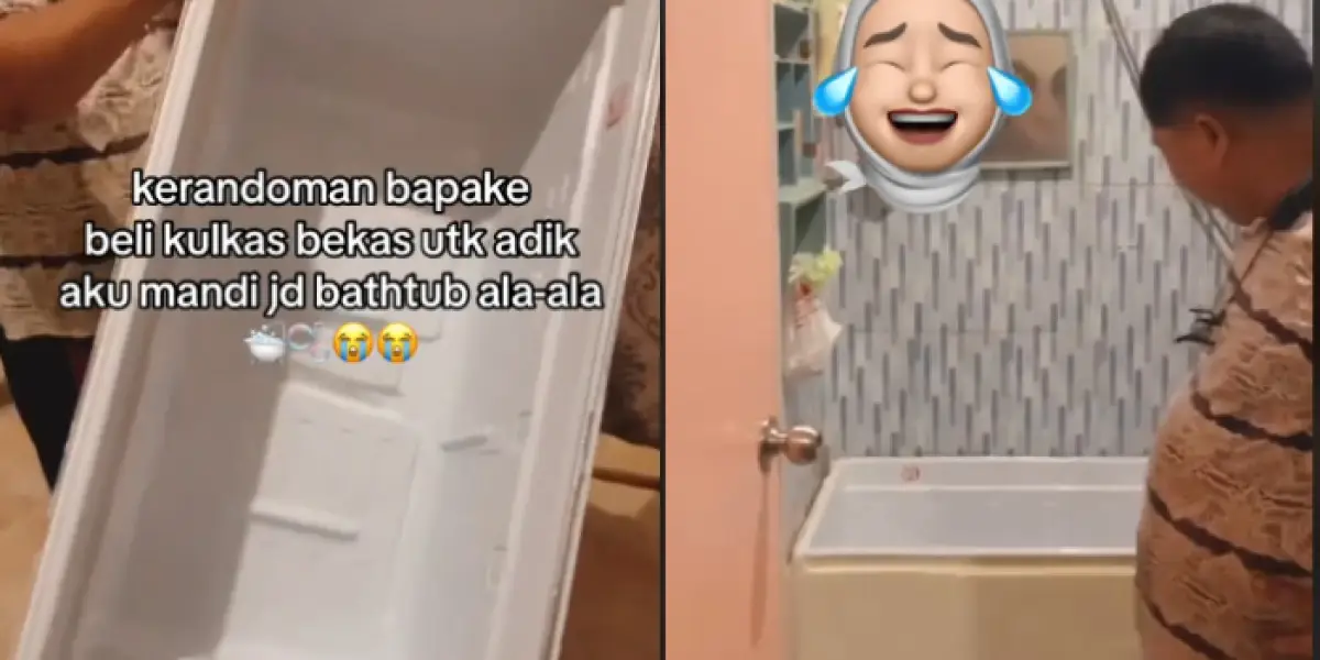 Viral Video Kulkas Bekas Diubah Jadi Bak Mandi, Aksi Bapak-bapak Ini Bikin Netizen Heran (Sumber : TikTok/@@ncippppa97)