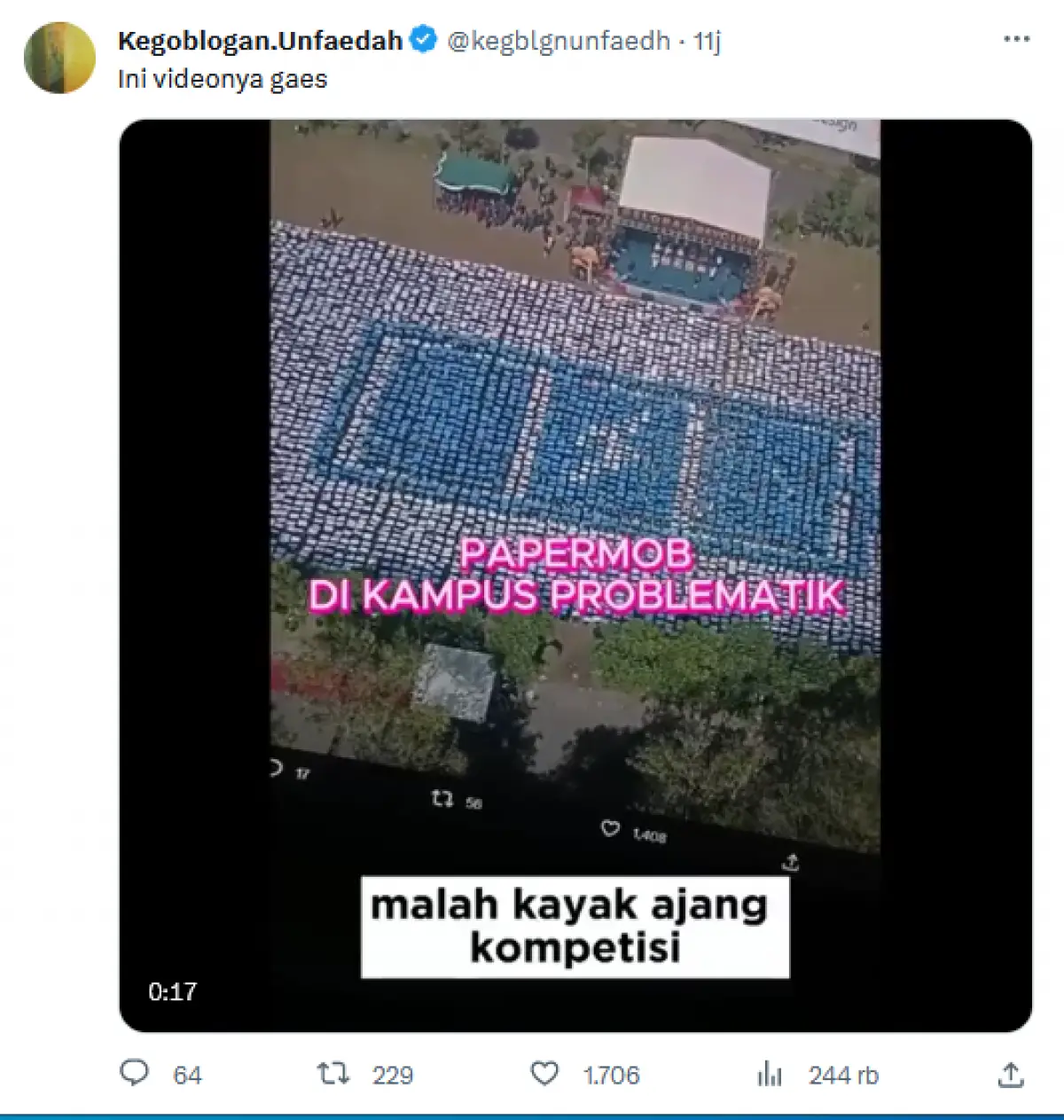Viral Curhatan Mahasiswa Dipaksa Kampus Lakukan Hal Ini Demi Papermob: Maksa Banget! (Sumber : Twitter/@kegblgnunfaedah)