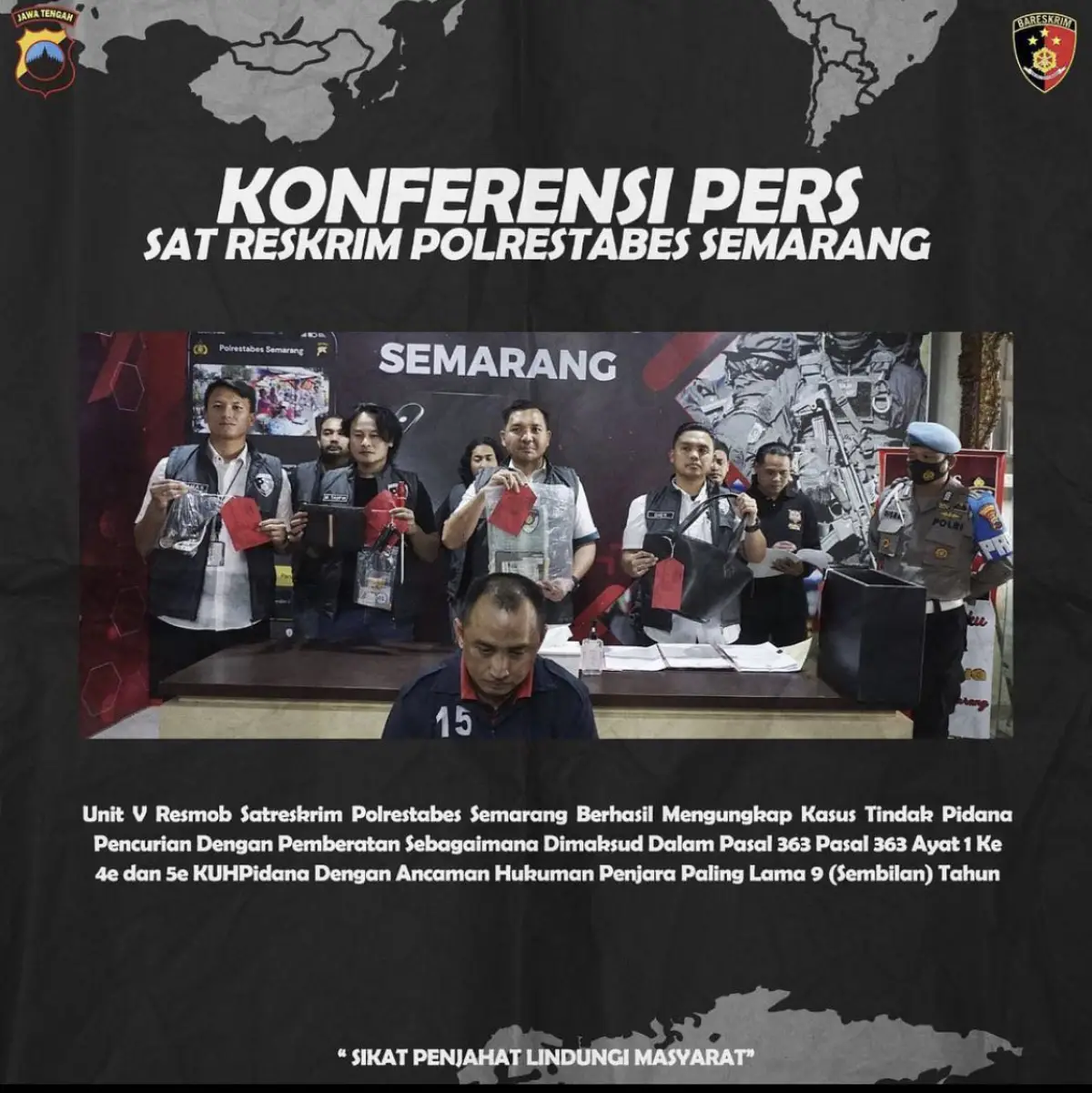 Polrestabes Semarang berhasil ringkus komplotan pencuri spesialis barang mewah (Sumber : instagram @resmob_polrestabessemarang)