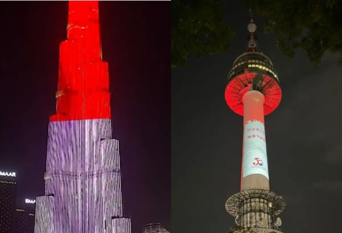 Arab dan Korea Selatan Ikut Rayakan Hari Kemerdekaan RI, Kibarkan Merah Putih di Burj Khalifa dan Namsan Tower (Sumber : Kolase foto Burj Khalifa dan instagram.com/biancakartika)