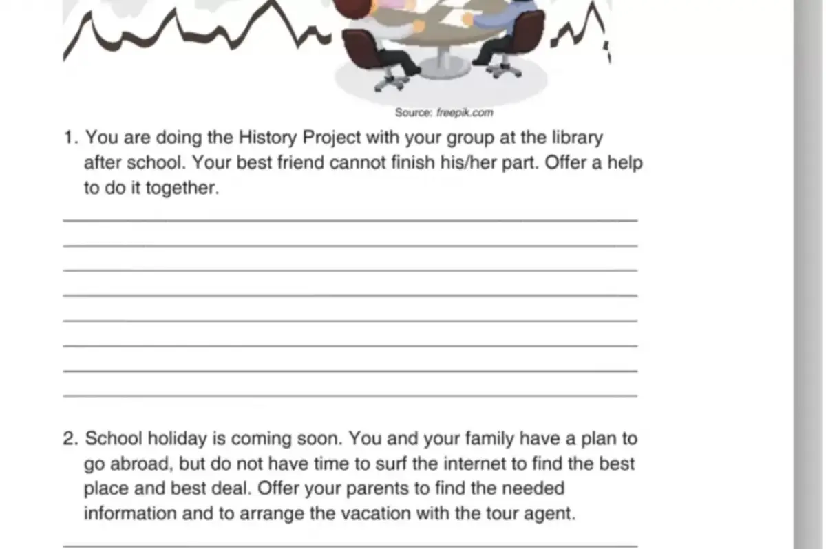 Kunci jawaban Bahasa Inggris Kelas 12 halaman 12 Write a Dialog for Each of The Following Situations.