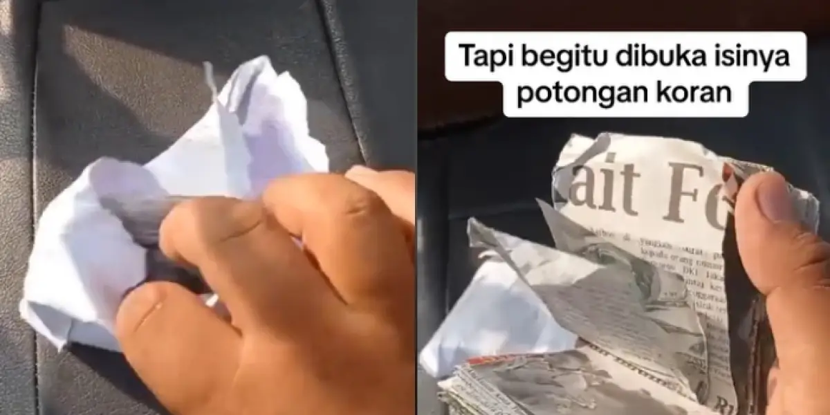 Tukang becak kena prank amplop isinya kertas koran (Sumber : TikTok/@mlipirdolansolo)