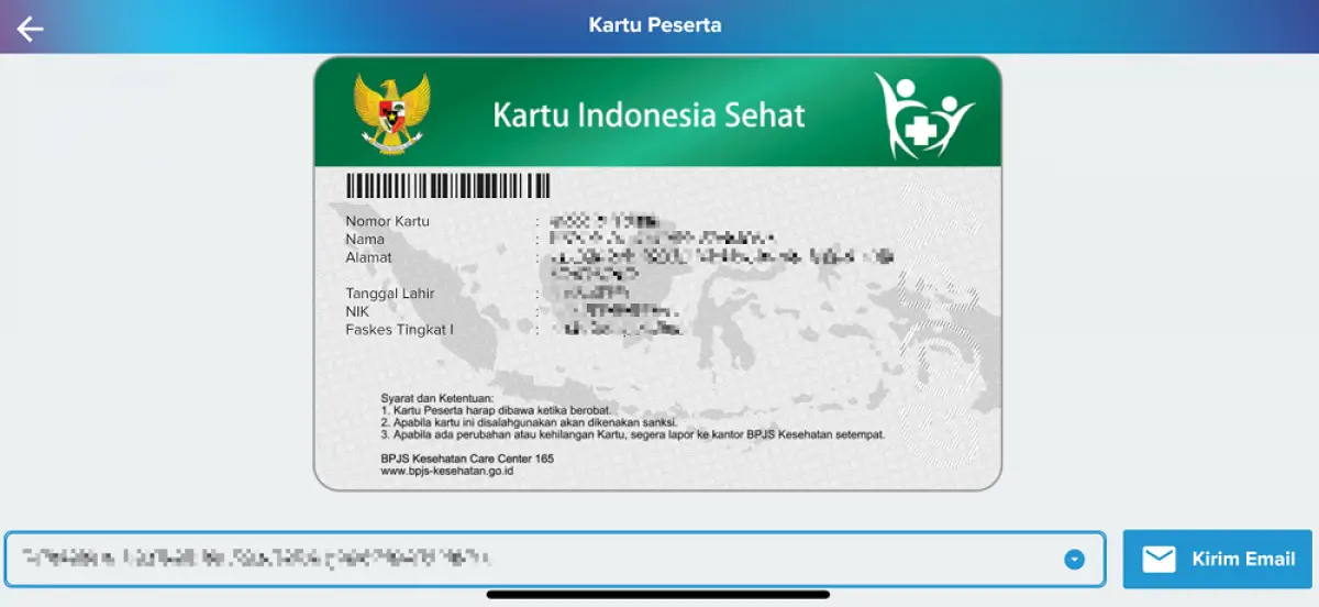 Cara melihat kartu BPJS Kesehatan di aplikasi mobile JKN. (Mobile JKN)