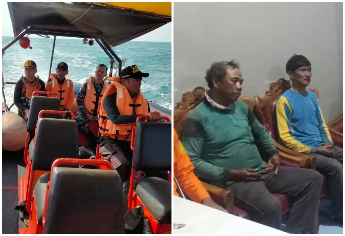 Dua nelayan asal Jepara ditemukan selamat setelah terombang ambing tiga hari di laut. (Sumber : Instagram/basarnas_jateng)
