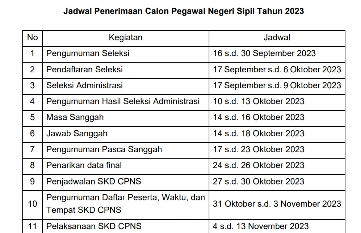 3 agenda penting seleksi CPNS dan PPPK 2023 di September.