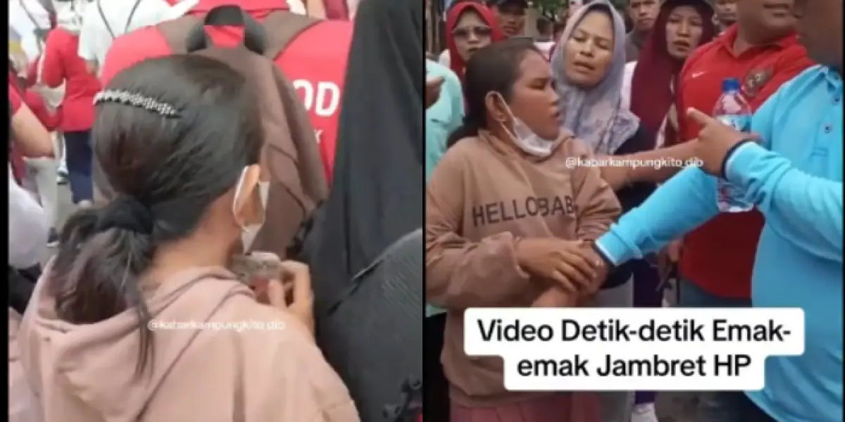 Berlagak Polos, Viral Emak-emak Terekam Jambret HP di Tengah Kerumunan (Sumber : Twitter/@recehtapisayang)