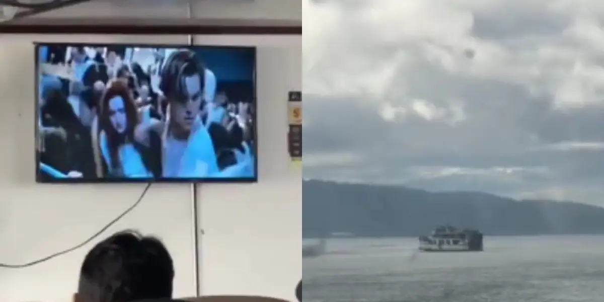 Kapal Ferry setel film Titanic saat perjalanan (Sumber : Twitter/@kegblgnunfaedah)