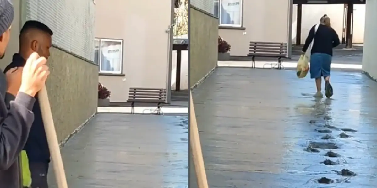 Bikin Pekerja Elus Dada, Viral Video Ibu-ibu Injak Jalan Cor yang Masih Basah (Sumber : Instagram/@terang_media)