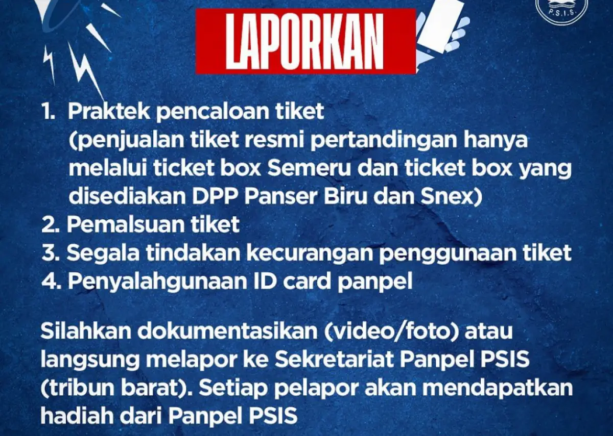 Panpel Pertandingan PSIS Semarang melaporkan oknum penonton yang menggunakan kartu tanda pengenal palsu untuk menonton pertandingan.. (Sumber : Instagram/psisfcofficial)