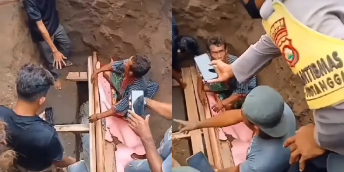 Kuburan dibongkar usai warga dengar dentuman di makam (Sumber : Twitter/@kontenberfaedah)