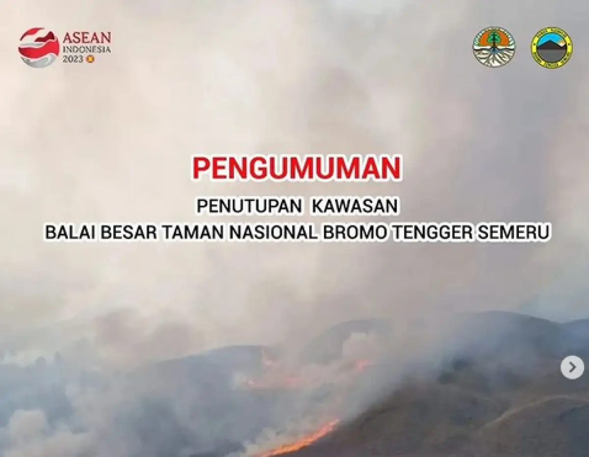 Wisata dan akses Bromo resmi ditutup pasca terdampak kebakaran akibat flare prewedding (Sumber : Instagram/@bbtnbromotenggersemeru)