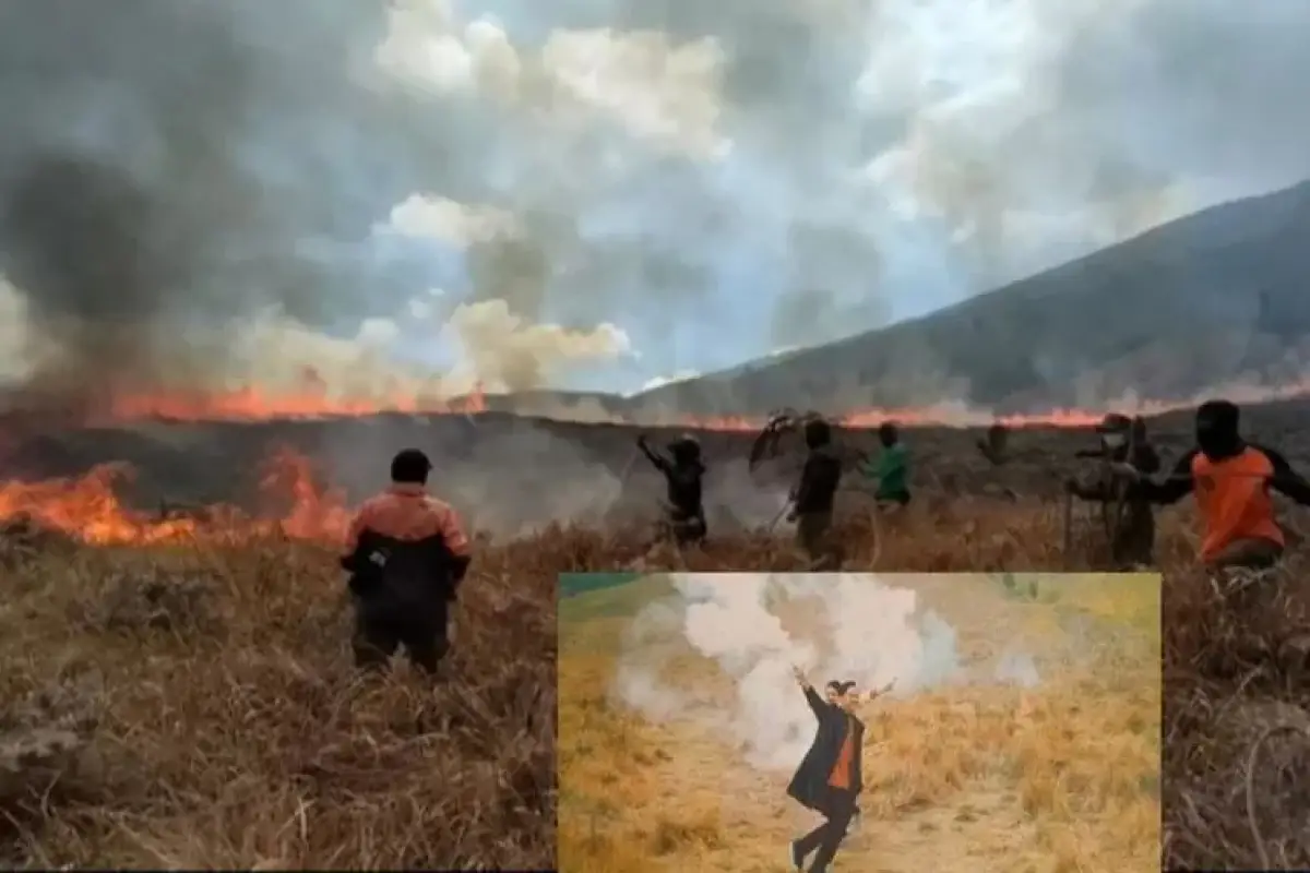 Akibat kebakaran di Bromo 5 desa di Probolinggo terancam kekurangan pasokan air bersih (Sumber : twitter @lokalpendaki)