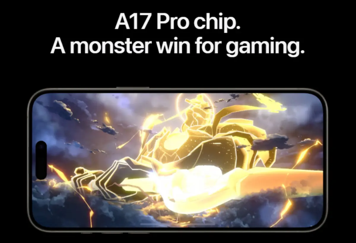 iPhone 15 diklaim sebagai ponsel gaming terbaik saat ini berkat kinerja chipset Bionic A17 Pro. (Sumber : apple.com)