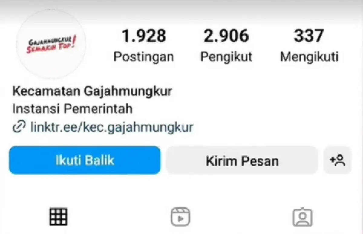 Akun Instagram resmi Kecamatan Gajahmungkur mendadak hilang dan tak bisa diakses, Senin 18 September 2023. (Sumber : Instagram @adebhakti)