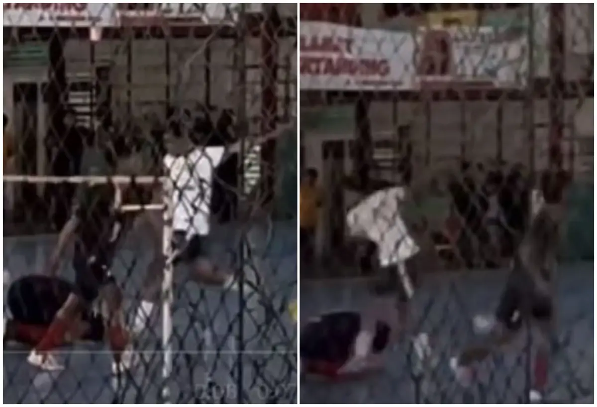 Pemain Futsal Asal Malang Tendang Kepala Lawan Saat Selebrasi Sujud Syukur (Sumber : twitter.com/KontenBerfaedah)