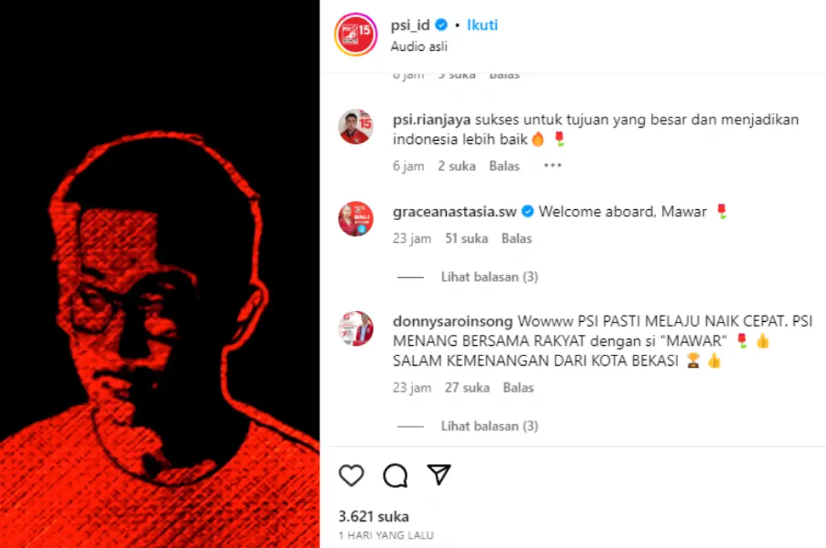 DPD PSI Kota Surakarta pastikan Kaesang Pangarep akan resmi bergabung dengan PSI. (Sumber : Instagram/psi_id)