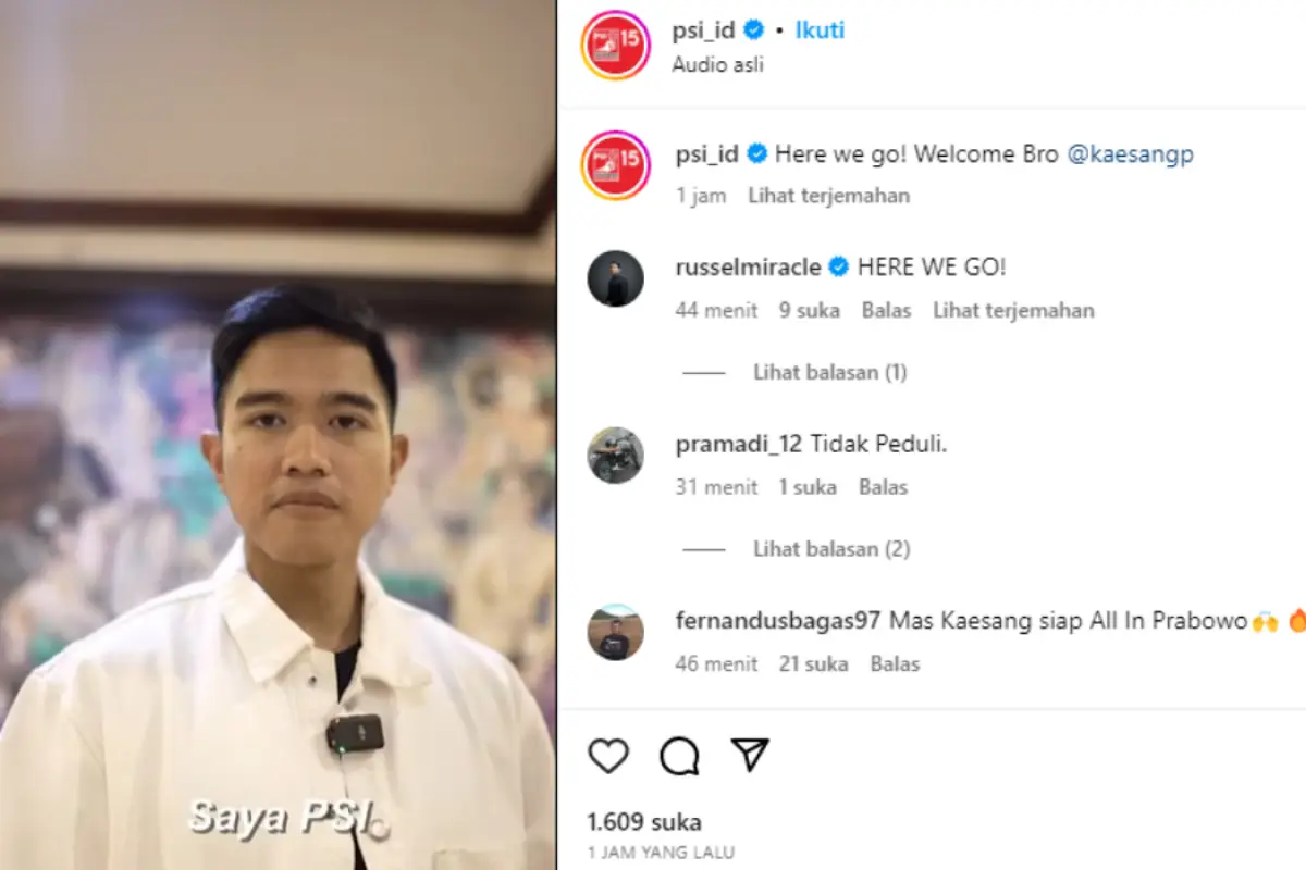 Kaesang Pangarep terima Karto Tanda Anggota Partai Solidaritas Indonesia PSI. (Sumber : Instagram/psi_id)