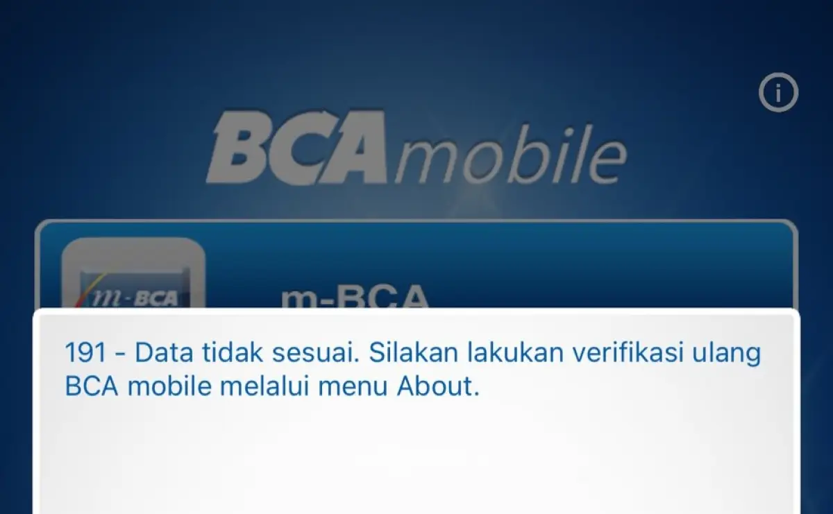 Layanan mobile banking M-BCA sempat mengalami error pada Senin 25 September 2023 sejak pagi hari, (Sumber : M-BCA)