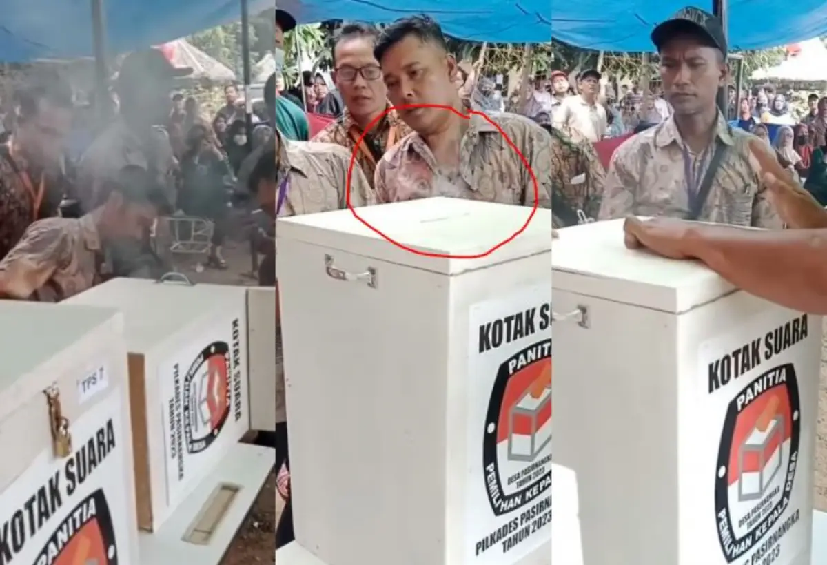 Kotak Suara Mengeluarkan Asap Putih Saat Pemungutan Suara Pilkades (Sumber : Twitter Radio Elshinta)