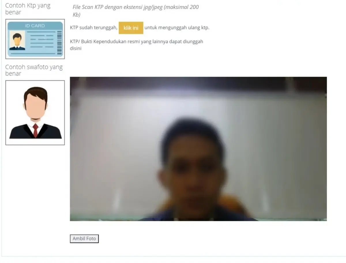 Swafoto di akun SSCASN masih gepeng padahal sudah pakai laptop? Begini solusi dari BKN. (Sumber : daftar-sscasn.bkn.go.id)