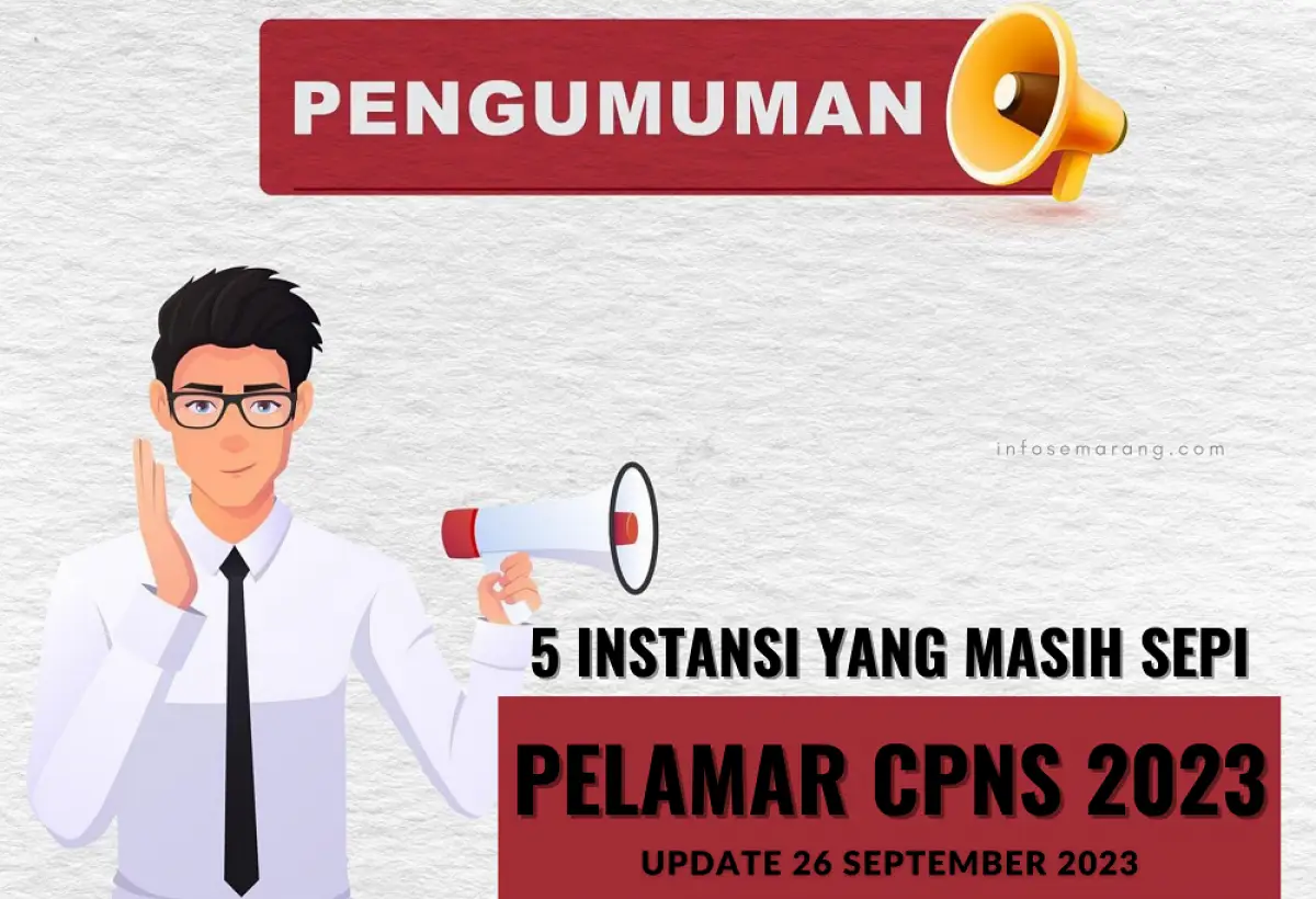 Update jumlah pendaftar CPNS 2023, dari 14 instansi ada 5 instansi yang masih sepi pendaftar atau peminat. (Sumber : InfoSemarang.com)