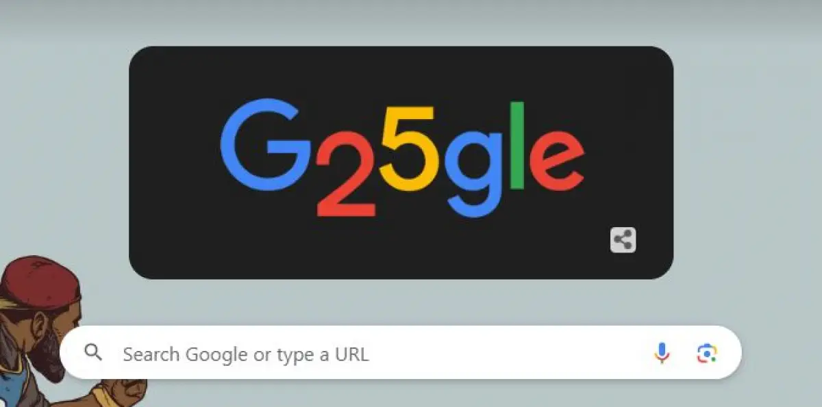 Google Doodle tampil dengan angka 25, rayakan ulang tahun Google yang ke-25 tahun (Sumber : google.com)
