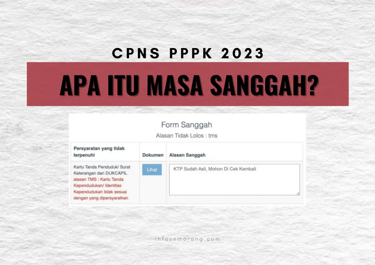 Apa itu masa sanggah untuk pelamar CPNS PPPK 2023 yang TMS atau tidak memenuhi syarat? (Sumber : InfoSemarang.com)