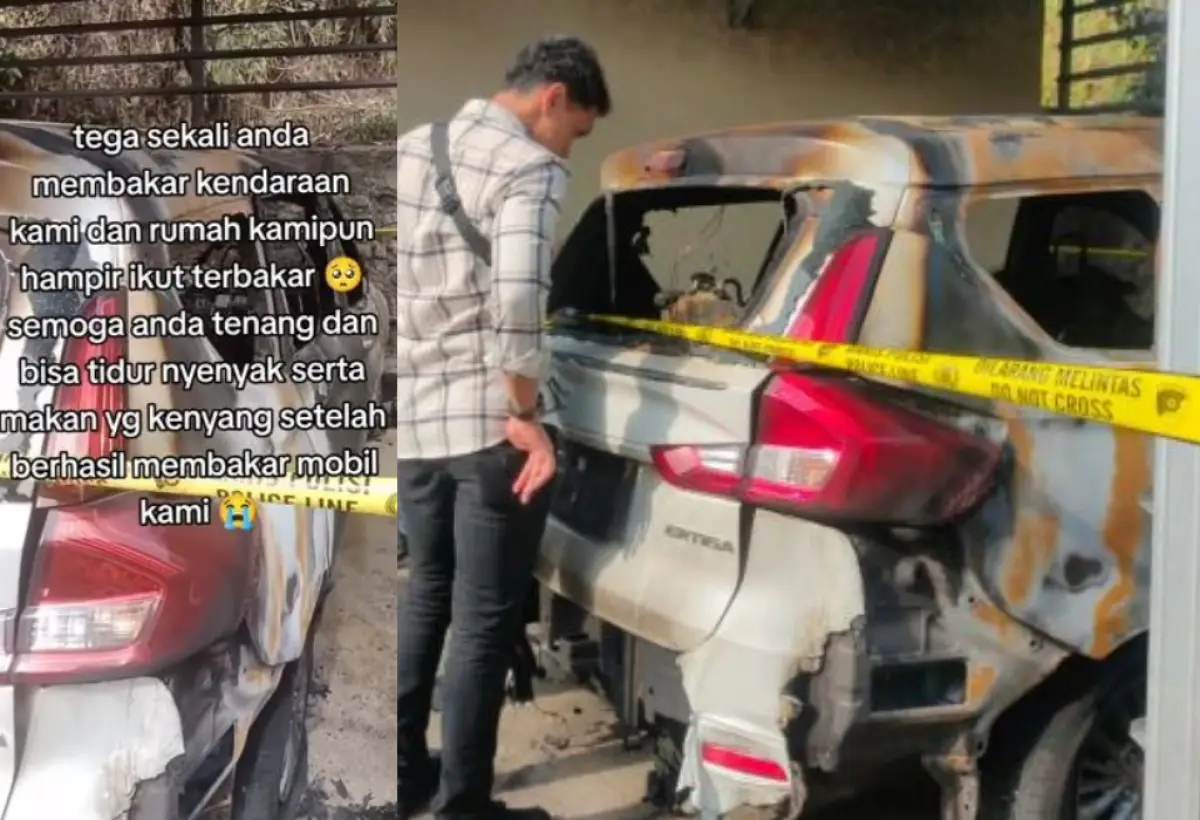 Viral Mobil Bacaleg PDID Dibakar, Pelaku Terekam Kamera CCTV (Sumber : Istimewa)