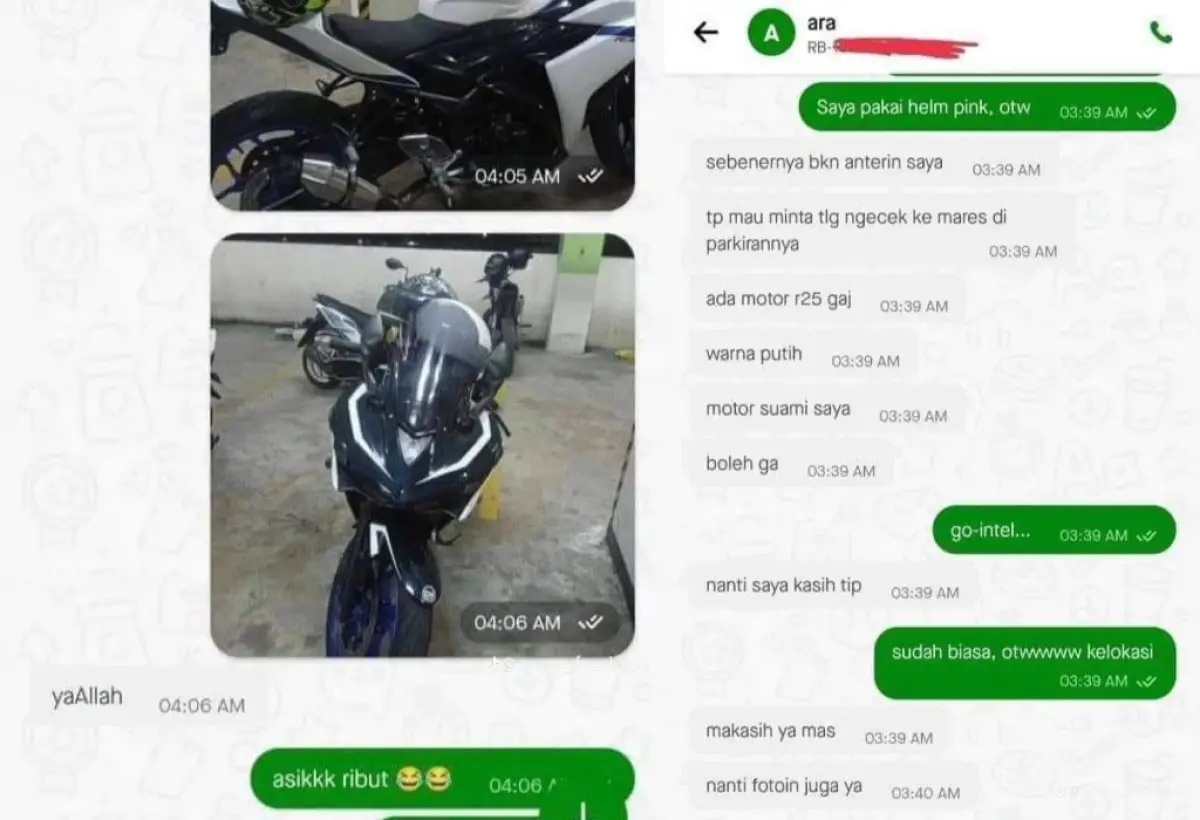 Aplikasi Gojek Bisa Untuk Go-Intel? Nggak Cuma Bisa Buat Chatting Sama Selingkuhan (Sumber : Twitter.com/akuluka)