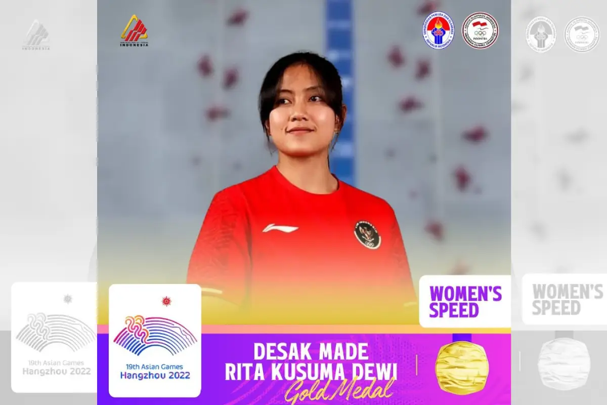 Desak Made Rita Kusuma Dewi raih medali emas dan pecahkan rekor nomor top speed Asian Games Hangzhou (Sumber : Instagram/fpti_official)