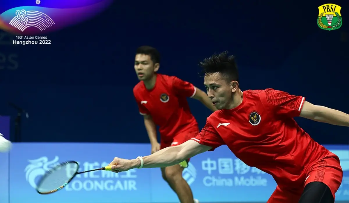Pasangan ganda putra, Fajar Alfian/Muhammad Rian Ardianto, terhenti langkahnya di babak perempat final Asian Games 2022 untuk nomor perorangan, Kamis 5 Oktober 2023. (Sumber : PBSI)
