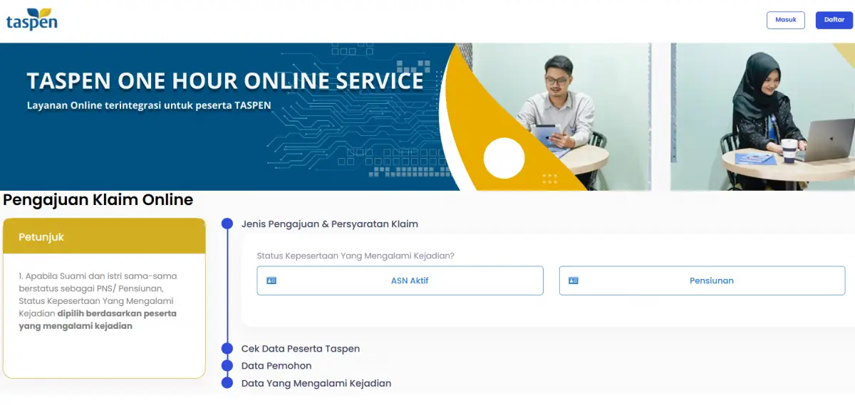 Cara melakukan klaim online dana pensiun melalui laman tos.taspen.co.id dikarenakan otentifikasi di aplikasi Taspen Otentifikasi bermasalah. (Sumber : tos.taspen.co.id)