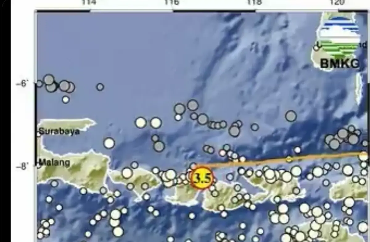 Lokasi gempa NTB Jumat hari ini dengan magnitudo 3.5.
